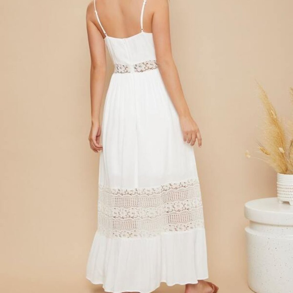 Lace Insert Ruffle Hem Slip Dress - Picture 9 of 15